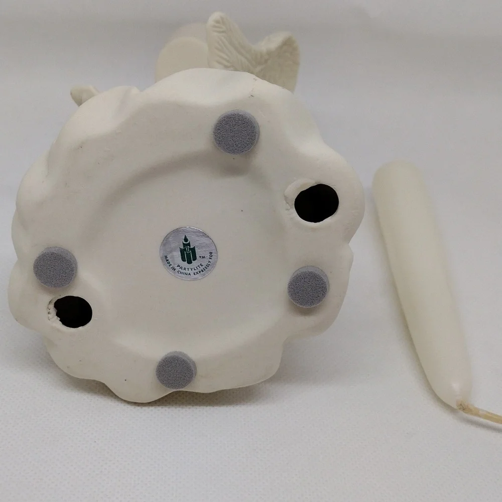 Vintage PartyLite Angel of Light Bisque Taper Candle Holder Matte Ivory‎ Finish